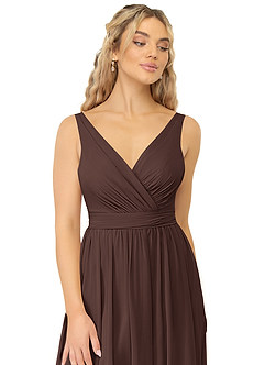Azazie Kora Bridesmaid Dresses Ganache A-Line Pleated Chiffon Dress image5