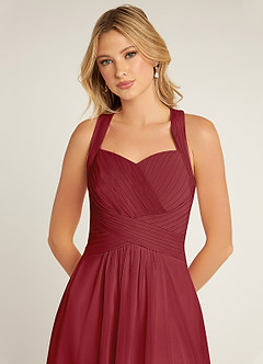 Azazie Claudia At-home Try On Dresses Dusty Rose A-Line Sweetheart Neckline Chiffon Dress image5
