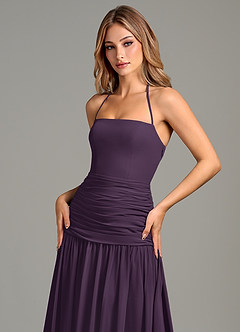 Azazie Vashti Bridesmaid Dresses Plum A-Line Chiffon Dress image6