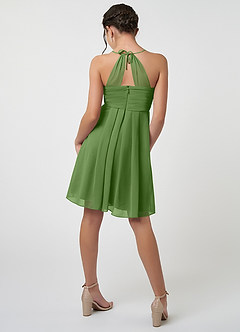 Azazie Ginny Junior Basil A-Line Pleated Chiffon Dress image2