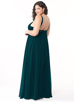 Azazie Aziza Bridesmaid Dresses Pine A-Line V-Neck Pleated Chiffon Dress image10