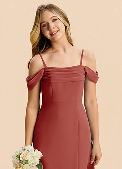 Azazie Lilly Junior Terracotta A-Line Pleated Chiffon Dress image6