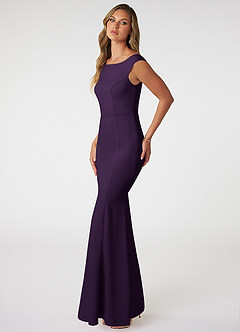 Azazie Nicolina Bridesmaid Dresses Plum Mermaid Square Neckline Stretch Crepe Dress image3