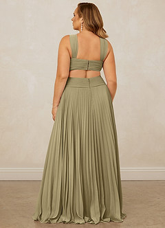 Christian Siriano Bridal for Azazie 1009 Bridesmaid Dresses Moss Green A-Line Pleated Chiffon Dress image15