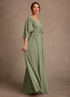 Azazie Tilda Abiti per la Madre della Sposa Abito A-Line in Chiffon Pizzo Pistacchio image3