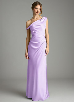 Azazie Emerson Bridesmaid Dresses Lilac Mermaid Off the Shoulder Stretch Satin Dress image4