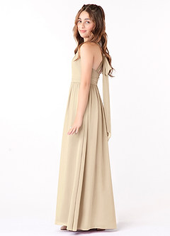 Azazie Jaylah Junior A-Linie Gestreift Chiffon Kleid Champagner image3