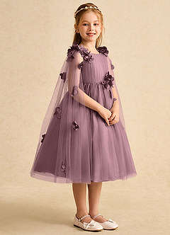 Azazie Staria Robe Demoiselle D'honneur Fillette Robe Princesse en Tulle Rayé Mauve Vintage image8