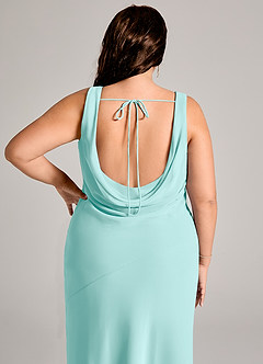 Azazie Rylina Vestidos de damas de honor Vestido de Aqua de Gasa de Corte Sirena con Plisado image12