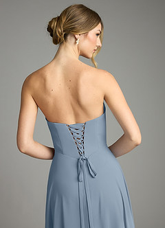 Azazie Ayla Abiti da Damigella Abito A-Line in Chiffon Scollo a Cuore Blu Polveroso image11