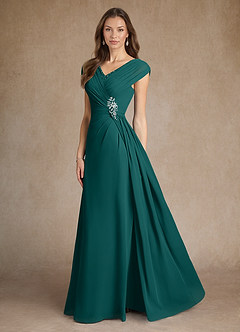 Azazie Bronson Mother of the Bride Dresses Peacock A-Line Pleated Chiffon Dress image2