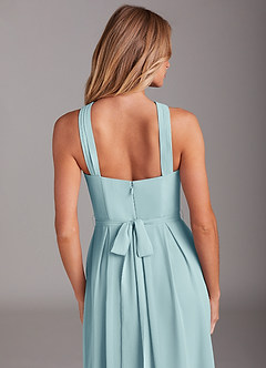 Azazie Dixie Bridesmaid Dresses Sea Glass A-Line Halter Pleated Chiffon Dress image6