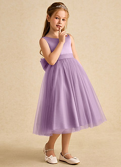 Azazie Winnie Flower Girl Dresses Wisteria Ball-Gown Bow Tulle Dress image6
