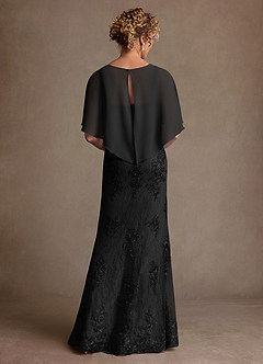 Azazie Amrita Mère de la mariée Robes Robe Sirène en Mousseline de soie Dentelle Noir image3