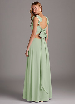 Azazie Arela Final Sale Dusty Sage A-Line Ruched Stretch Chiffon Dress image2