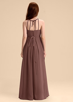 Azazie Arianthe Junior Abito A-Line in Chiffon Plissettato Espresso image5