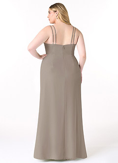 Azazie Leo Abiti da Damigella Abito Sirena in Chiffon con Scollo a V a Pieghe Taupe image8