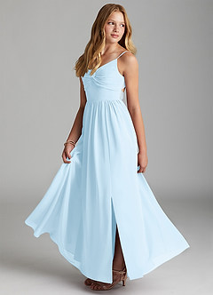 Azazie Zeya Junior Sky Blue A-Line Chiffon Dress image4