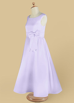 Azazie Lindy vestidos de niña de las flores Vestido de Lila de Satin Mate de Corte En A con Plisado image15