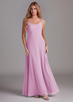 Azazie Daenerys Bridesmaid Dresses Candy Pink A-Line Cowl Chiffon Dress image3