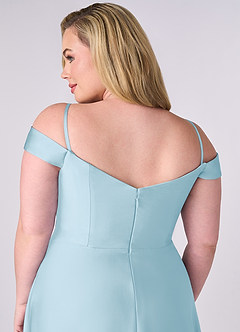 Barbie ♥ Azazie Bridesmaid Dresses Sky Blue A-Line Off the Shoulder Stretch Satin Convertible Dress image10