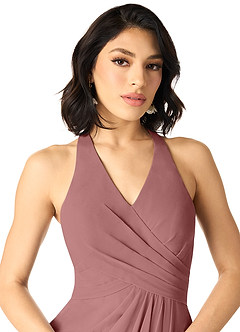 Azazie Danica Bridesmaid Dresses Desert Rose A-Line Pleated Chiffon Dress image4