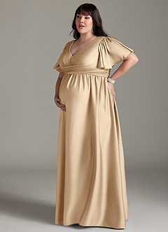 Azazie Verna Brautjungfernkleider für Schwangere A-Linie Gestreift Stretch-Satin Bodenlänge Kleid image14