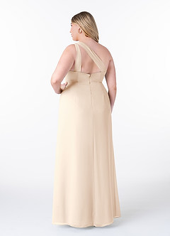 Azazie Maive Bridesmaid Dresses White Alabaster Sheath Pleated Ruffle Chiffon Dress image8