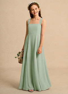 Azazie Tater Junior Formal vestidos de niña de las flores Vestido de Salvia Polvorienta de Gasa de Corte En A con Plisado image1