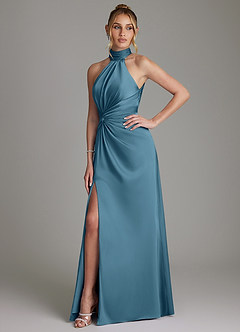Azazie Gracelynn Bridesmaid Dresses Bermuda Sheath Pleated Stretch Satin Dress image6