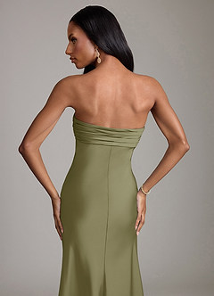 Azazie Saylor Brudtärnklänningar Klä av Sjöjungfru i Stretch Satin Axelbandslös Pistasch image6