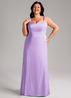 Azazie Denice Robes de demoiselle d'honneur Robe Fourreau en Satin extensible Plissée Lilas image10