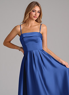 Azazie Lucienne Bridesmaid Dresses Royal Blue A-Line Strapless Stretch Satin Convertible Dress image2