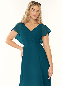 Azazie Rylee Bridesmaid Dresses Ink Blue A-Line Pleated Chiffon Dress image5