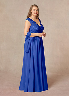 Azazie Amethyst Mother of the Bride Dresses Royal Blue A-Line V-Neck Sequins Chiffon Dress image11