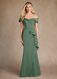 Azazie Laredo Mother of the Bride Dresses Eucalyptus Mermaid Off the Shoulder Stretch Crepe Dress image1