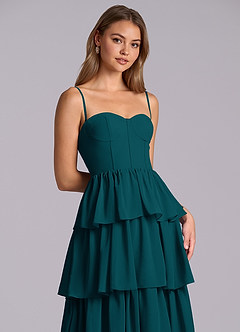 Azazie Faye Bridesmaid Dresses Pine A-Line Sweetheart Neckline Chiffon Dress image2