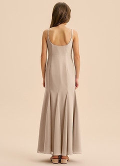 Azazie Evey Junior Abito Sirena in Chiffon Plissettato Taupe image2