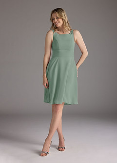 Azazie Shirley Mother of the Bride Dresses Silver Sage A-Line Scoop Pleated Chiffon Dress image5