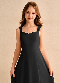 Azazie Makani Girls Formal Abiti da Ragazza di Fiori Abito A-Line in Chiffon Scollo a Cuore Nero image6