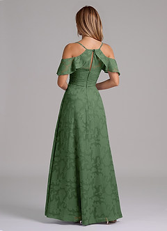 Azazie Dakota Bridesmaid Dresses Eucalyptus A-Line Off the Shoulder Floral Burnout Dress image2