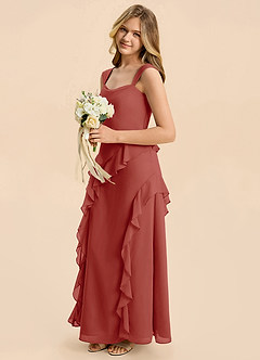 Azazie Sloane Junior Terracotta A-Line Sweetheart Neckline Chiffon Dress image5