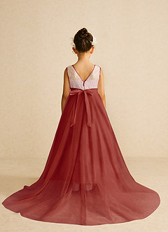 Azazie Tay Flower Girl Dresses Terracotta A-Line Sequins Tulle Dress image2