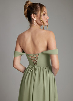 Azazie Caterina Bridesmaid Dresses Pistachio A-Line Corset Chiffon Dress image7