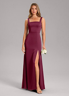 Azazie Frostine Brautjungfernkleider A-Linie Schleifen Stretch-Satin Kleid Maulbeerrot image3
