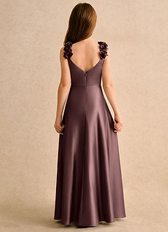 Azazie Rosita Girls Formal Blumenmädchenkleider A-Linie Plissee Matte Satin Kleid Espresso image4