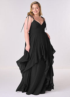 Barbie ♥ Azazie Bridesmaid Dresses Black A-Line Bow Chiffon Dress image6