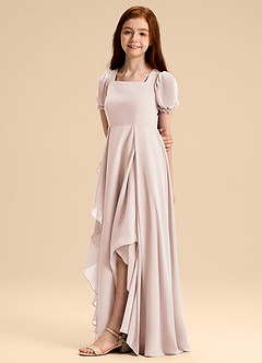 Azazie Priya Junior Vestido de Pétalo De Rosa de Gasa de Corte en A con Blusón image4
