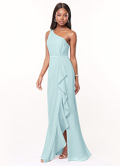 Azazie Liza Bridesmaid Dresses Sea Glass Mermaid One Shoulder Chiffon Dress image1