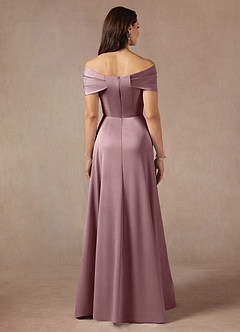 Azazie Amelia vestidos de madre de la novia Vestido de Rosa Polvorienta de Satén Elástico de Corte En A con Vestidos sin tirantes image6